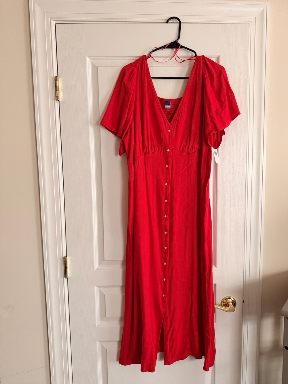Old Navy Red Button-Front Midi Dress
